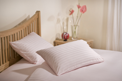 Unbranded Kingsize Sateen Stripe Duvet Cover - Pink - Pink