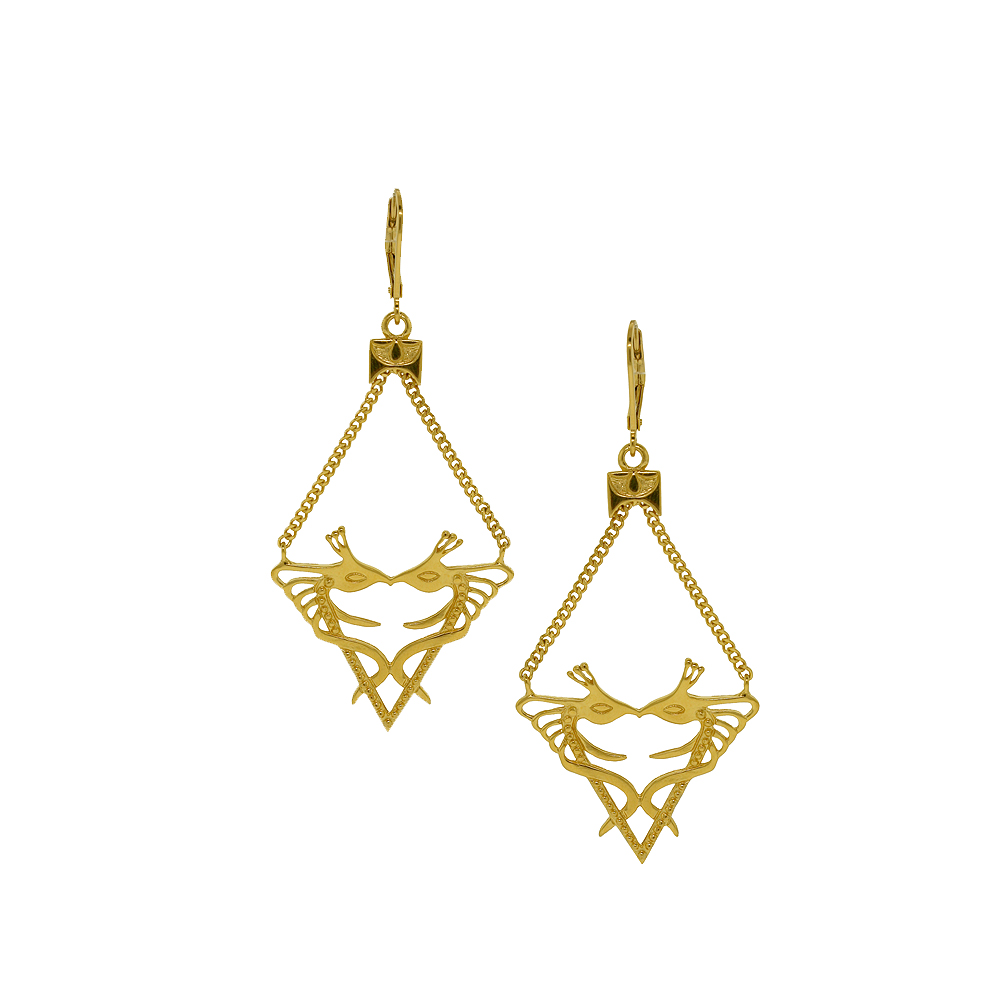 Unbranded Kissing Peacock Earrings - Gold