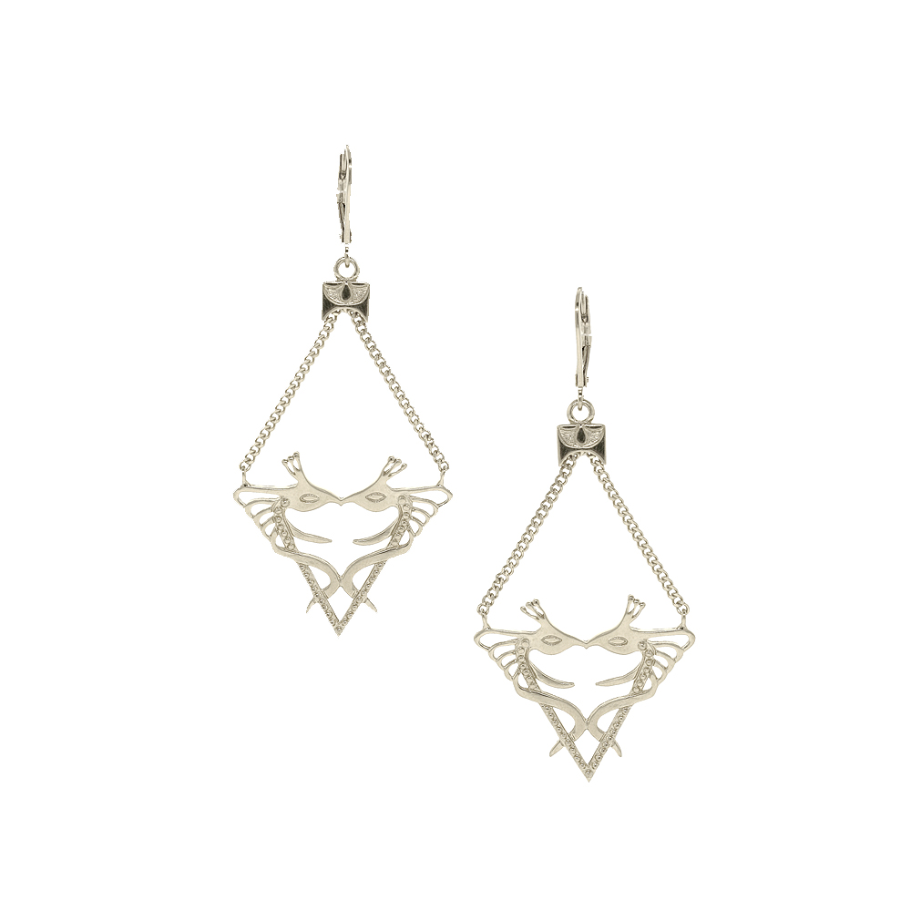 Unbranded Kissing Peacock Earrings - Silver