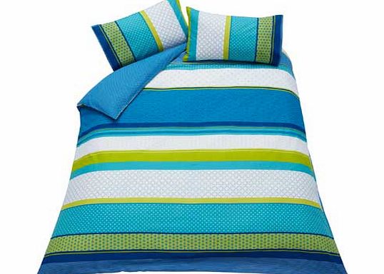 Unbranded Knick Knack Stripe Teal Bedding Set - Double