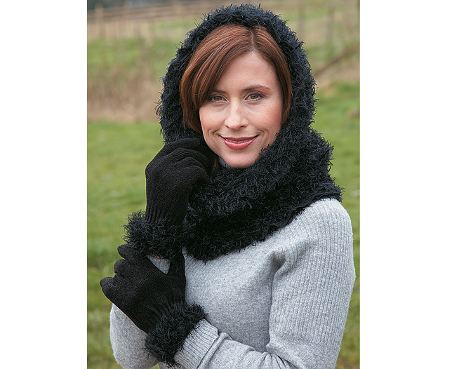 Unbranded Knitted Snood Scarf and Gloves - Black
