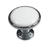 Knob With Insert Polished Chrome & White