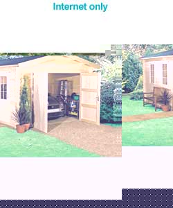 Unbranded Koppelo Log Cabin Garage with Guttering Kit