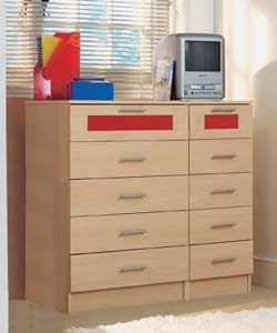 Koza Maple 5 Wide Plus 5 Narrow Drawer Chest