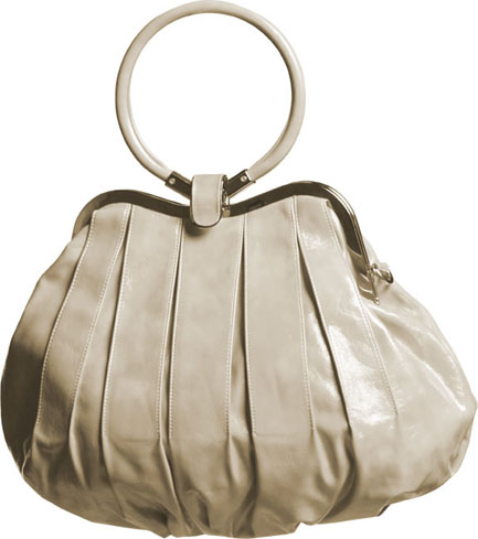 Patent oyster pouch bag with clasp and round handle 50cm length 41cm width