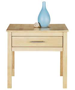 Solid wood, except drawer bases, with brushed aluminium handle.Storage drawer.Easy self