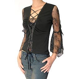 Lace Sleeve Cross Front Top