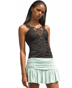 Lacy Ruched Top Black M/L