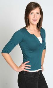 Ladies 3/4 Mock Layer Button Fastening Top