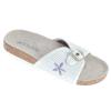 Ladies Animal Chardonnay Sandal. White/Purple