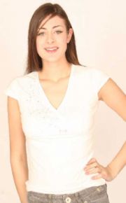 Ladies Cross Over Sequin Short Sleeve Top