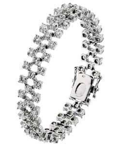 Ladies Ice Sterling Silver and Cubic Zirconia Link Bracelet