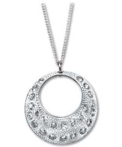 Ladies Ice Sterling Silver Cubic Zirconia Disc Pendant