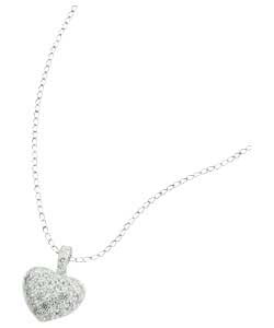 Unbranded Ladies Ice Sterling Silver Cubic Zirconia Heart Pendant
