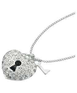 Unbranded Ladies Ice Sterling Silver Heart Lock and Key Pendant