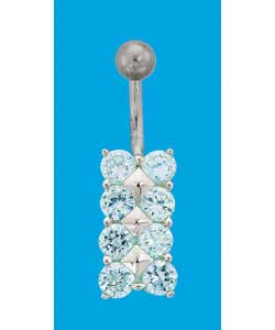 Ladies Ice Surgical Steel Rectangular Body Bar