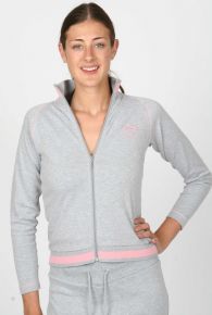 Ladies Knitted Collar Zip Leisure Top with NYC Embroidery