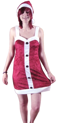 Unbranded Ladies: Miss Santa Strappy Dress with Hat