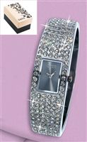 Ladies Oasis Gunmetal Stone Set Bangle Watch in Gift Box