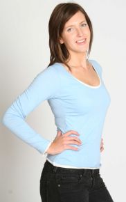 Ladies Scoop Neck Long Sleeve Mock Top