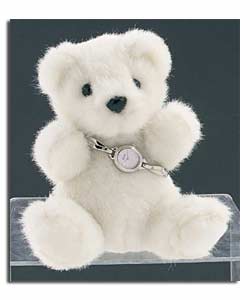 Ladies Silver Coloured Stone Set Bracelet Watch/White Bear