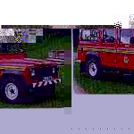 A version of the long-wheelbase Land Rover Defender a station wagon in Fire Rescue Brigade livery