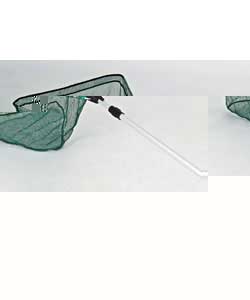 Aluminium tube handle and polyester net. Size of net 52 x 52cm. Length extends from 83 to 146cm.
