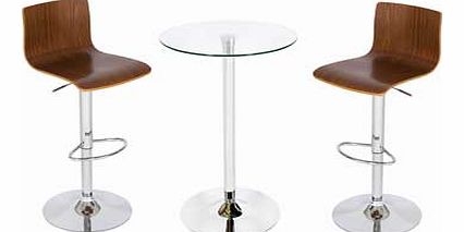 Unbranded Lansford Glass Dining Table and 2 Bar Stools -