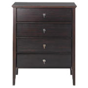 Unbranded Lantao 4 Drawer Chest, Dark Chocolate