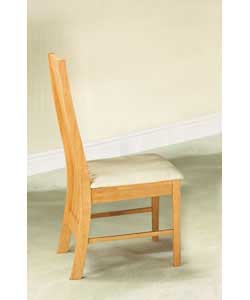Solid wood with veneer. Size of chair (H)100, (W)42.5, (D)43cm.Packed flat for home assembly.