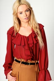 Unbranded Lara Ruffle Neck Chiffon Blouse