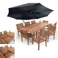 Large 8 Seater Extending Outdoor Dining Table And 8 Chairs