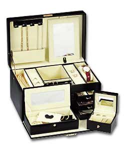 Large Black Jewellery Box with 2 Travel Boxes