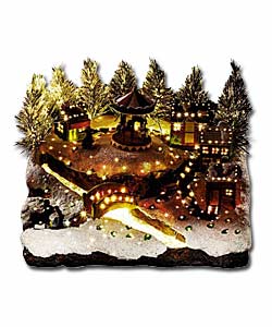 Large Fibre Optic Village with Carousel and Music