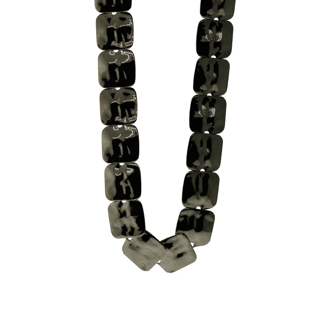 Unbranded Large Hammered Square Necklace - Gunmetal