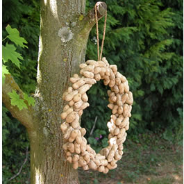 A novel and decorative way to feed the birds contains about 500 grams of peanuts