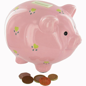 This very large traditional shaped Pink Musical Piggy Bank is a fun way to get those little one`s sa