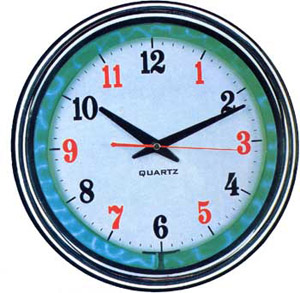 Have a look at our large stylish plasma clock. It is trimmed in black with has a green plasma around