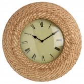 A stunning feature timepiece crafted in rattan with traditional Roman numerals. Uses 1 x AA battery,