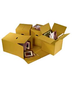 Storage of bulky house hold goods.Brown corrugated cardboard.Stackable.Storage capacity 0.12 cu metr
