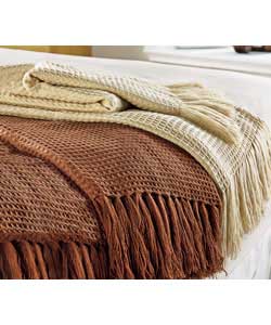Unbranded Large Waffle Throw - Natural