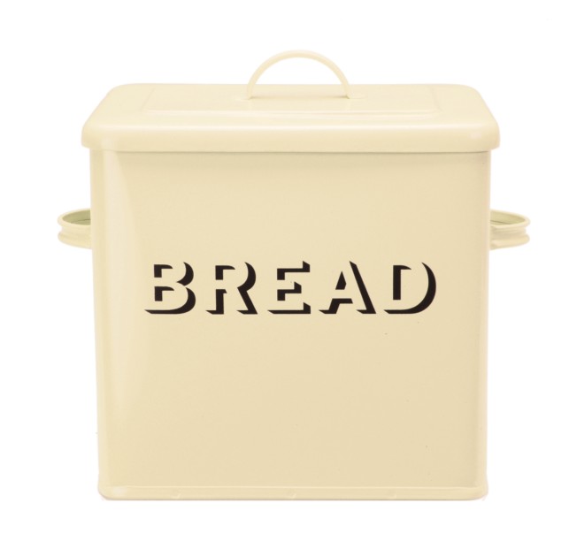 Good Quality heavy Old style Cream Bread Bin   30 cm High x 30 x 22 cm - can take 2 -3 large loaves
