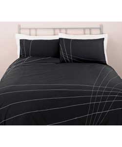 Laser Double Embroidered Duvet Cover Set - Black/Grey