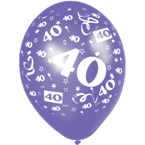 Unbranded Latex Printed Happy Birthday Balloons (40th)