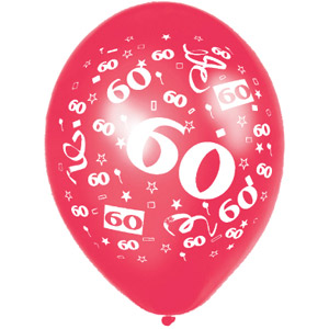 Unbranded Latex Printed Happy Birthday Balloons (60th)