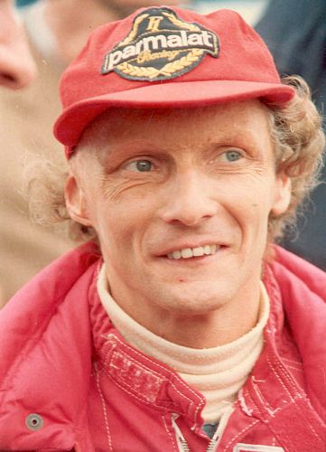 Lauda Wearing Team Jacket Face Photo (17cm x 12cm)