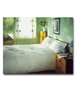 Laura Blue Embroidered Double Duvet