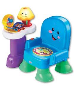Babys magical musical chair packed with activities.A clock to teach numbers and counting, a lamp