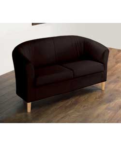 Leather 2 Seater Tub Sofa - Chocolate