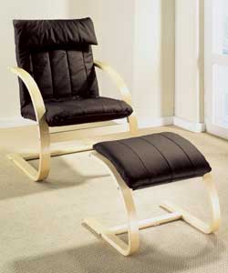 Leather Bentwood Chair and Footstool - Chocolate